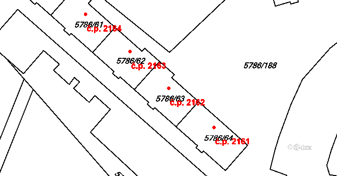 Česká Lípa 2162 na parcele st. 5786/63 v KÚ Česká Lípa, Katastrální mapa