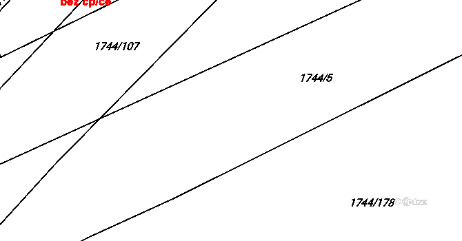 Hrádek na Vlárské dráze 211, Slavičín na parcele st. 1744/5 v KÚ Hrádek na Vlárské dráze, Katastrální mapa