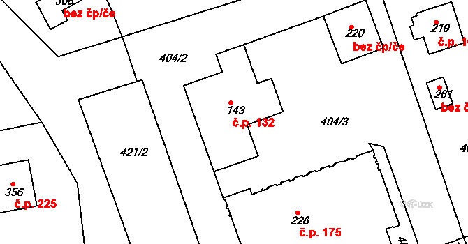 Mniší 132, Kopřivnice na parcele st. 143 v KÚ Mniší, Katastrální mapa