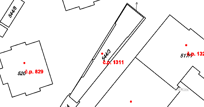 Lutyně 1311, Orlová na parcele st. 544/3 v KÚ Horní Lutyně, Katastrální mapa