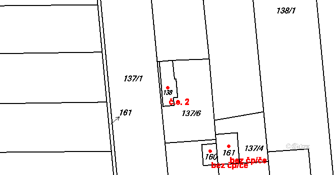 Lípy 2, Slatinice na parcele st. 138 v KÚ Lípy, Katastrální mapa