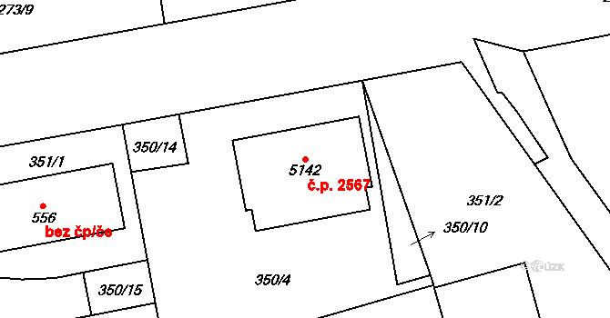 Cheb 2567 na parcele st. 5142 v KÚ Cheb, Katastrální mapa