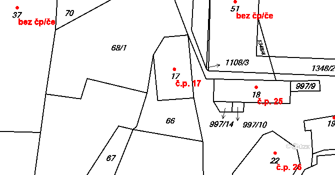 Louka 17, Jemnice na parcele st. 17 v KÚ Louka u Jemnice, Katastrální mapa