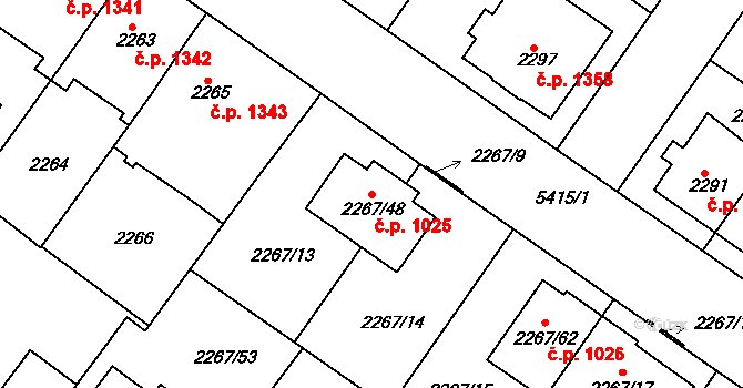 Znojmo 1025 na parcele st. 2267/48 v KÚ Znojmo-město, Katastrální mapa