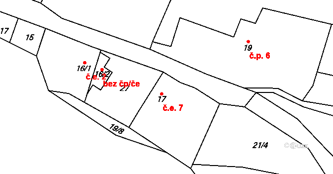 Tajanov 7, Kolinec na parcele st. 17 v KÚ Tajanov u Malonic, Katastrální mapa