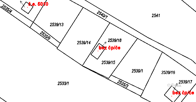 Pelhřimov 39258009 na parcele st. 2539/18 v KÚ Pelhřimov, Katastrální mapa