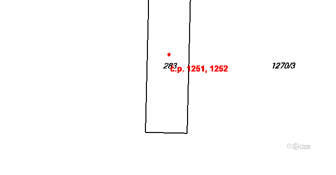 Kvítkovice 1251,1252, Otrokovice na parcele st. 283 v KÚ Kvítkovice u Otrokovic, Katastrální mapa