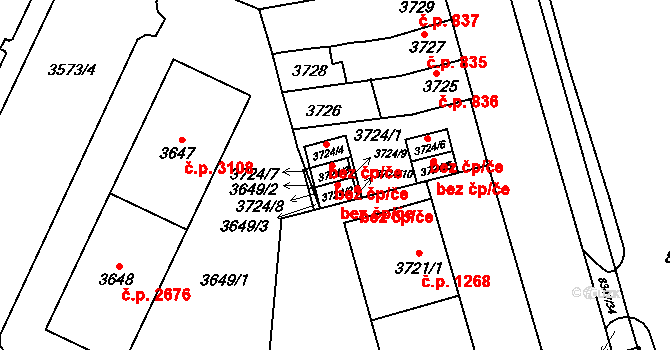 Brno 42052009 na parcele st. 3724/3 v KÚ Židenice, Katastrální mapa