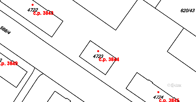 Zlín 3844 na parcele st. 4723 v KÚ Zlín, Katastrální mapa