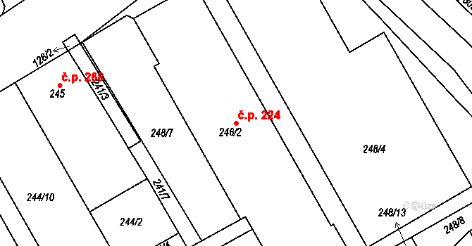 Rousínov 43111009 na parcele st. 246/2 v KÚ Rousínov u Vyškova, Katastrální mapa