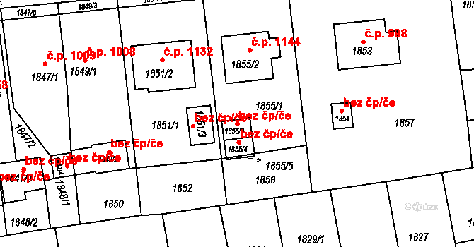 Třešť 44500009 na parcele st. 1855/3 v KÚ Třešť, Katastrální mapa