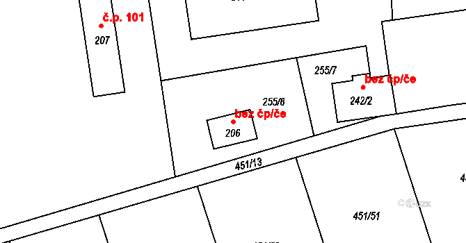 Malonty 50210009 na parcele st. 206 v KÚ Malonty, Katastrální mapa