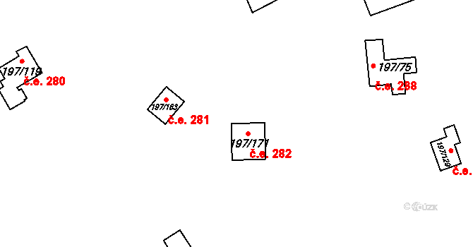 Sázava 282, Davle na parcele st. 197/171 v KÚ Sázava u Davle, Katastrální mapa