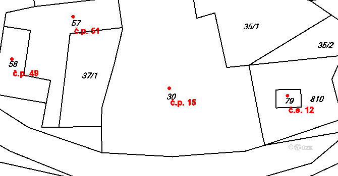 Hlohovičky 15, Hlohovice na parcele st. 30 v KÚ Hlohovičky, Katastrální mapa