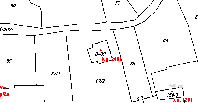 Brandýs nad Labem 2491, Brandýs nad Labem-Stará Boleslav na parcele st. 3438 v KÚ Brandýs nad Labem, Katastrální mapa