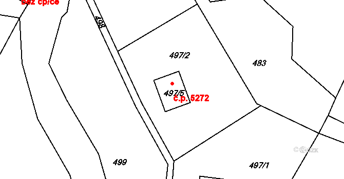 Lukášov 5272, Jablonec nad Nisou na parcele st. 497/5 v KÚ Lukášov, Katastrální mapa