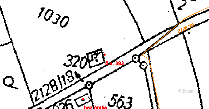Vráž 393 na parcele st. 320 v KÚ Vráž u Berouna, Katastrální mapa