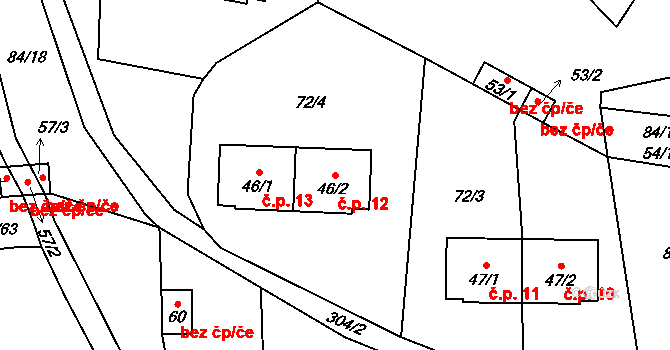 Lipka 12, Vimperk na parcele st. 46/2 v KÚ Lipka u Vimperka, Katastrální mapa