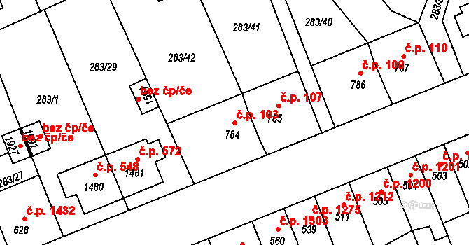 Nový Jičín 103 na parcele st. 784 v KÚ Nový Jičín-Dolní Předměstí, Katastrální mapa