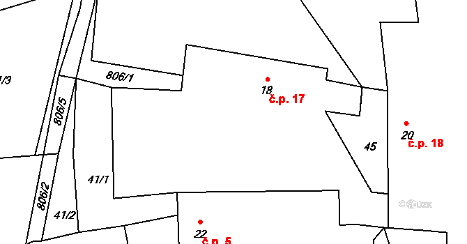 Drachkov 17 na parcele st. 18 v KÚ Drachkov u Strakonic, Katastrální mapa