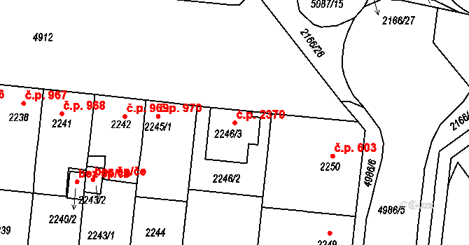 Louny 2370 na parcele st. 2246/3 v KÚ Louny, Katastrální mapa