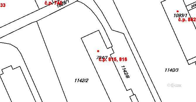 Vamberk 815,816 na parcele st. 784/1 v KÚ Vamberk, Katastrální mapa