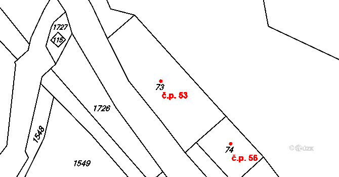 Pavlovice 53, Jestřebí na parcele st. 73 v KÚ Pavlovice u Jestřebí, Katastrální mapa