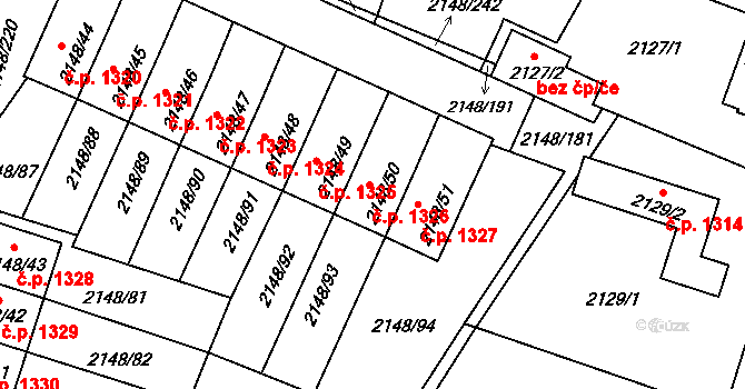 Nový Bor 1326 na parcele st. 2148/50 v KÚ Nový Bor, Katastrální mapa