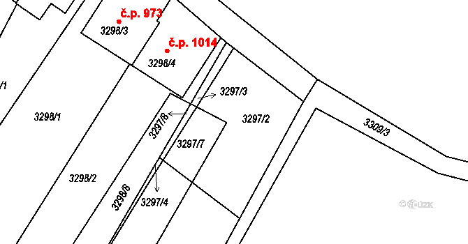 Rohatec 1048 na parcele st. 3297/2 v KÚ Rohatec, Katastrální mapa