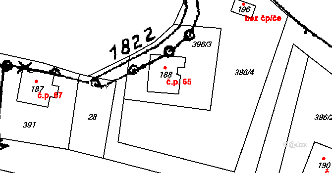 Horní Václavov 65, Václavov u Bruntálu na parcele st. 188 v KÚ Horní Václavov, Katastrální mapa