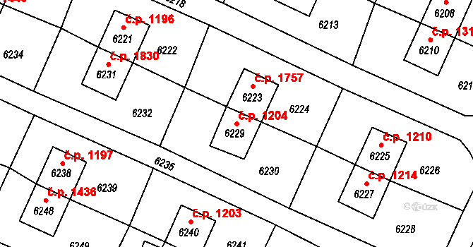 Rychvald 1204 na parcele st. 6229 v KÚ Rychvald, Katastrální mapa
