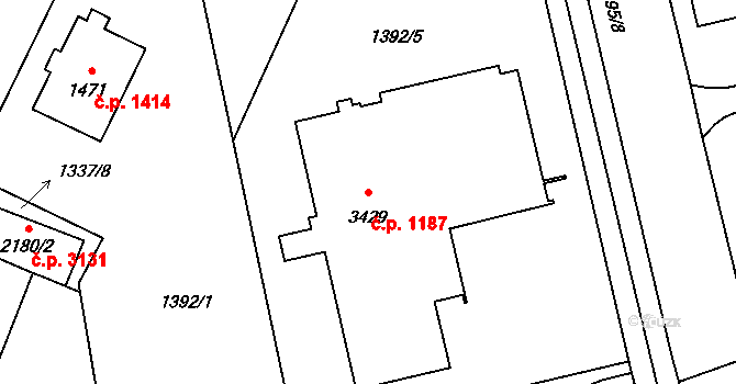 Šumperk 1187 na parcele st. 3429 v KÚ Šumperk, Katastrální mapa