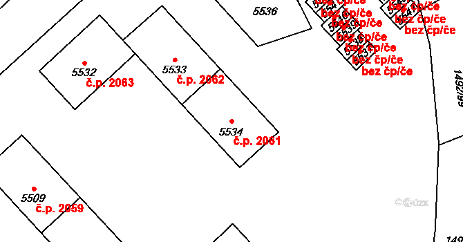 Kročehlavy 2061, Kladno na parcele st. 5534 v KÚ Kročehlavy, Katastrální mapa