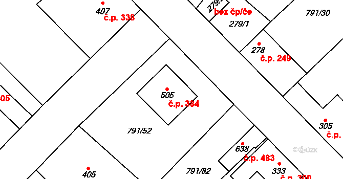 Cerhenice 384 na parcele st. 505 v KÚ Cerhenice, Katastrální mapa