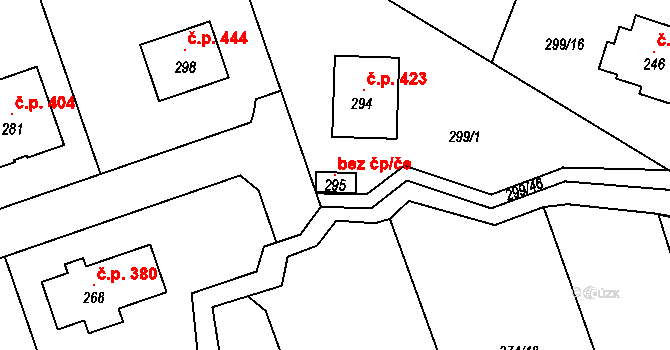 Tuchoměřice 145984010 na parcele st. 295 v KÚ Kněžívka, Katastrální mapa
