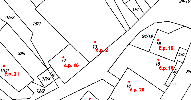 Velký Jeníkov 2, Studená na parcele st. 13 v KÚ Velký Jeníkov, Katastrální mapa