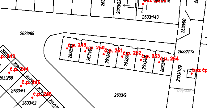 Dačice III 251, Dačice na parcele st. 2633/84 v KÚ Dačice, Katastrální mapa