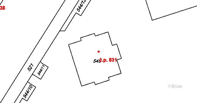 Lutyně 831, Orlová na parcele st. 545 v KÚ Horní Lutyně, Katastrální mapa