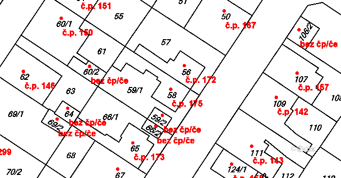 Prosetice 175, Teplice na parcele st. 58 v KÚ Prosetice, Katastrální mapa