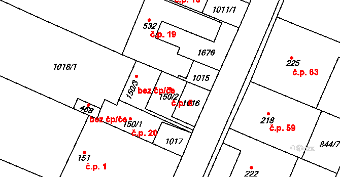 Semilkovice 6, Obříství na parcele st. 150/2 v KÚ Obříství, Katastrální mapa
