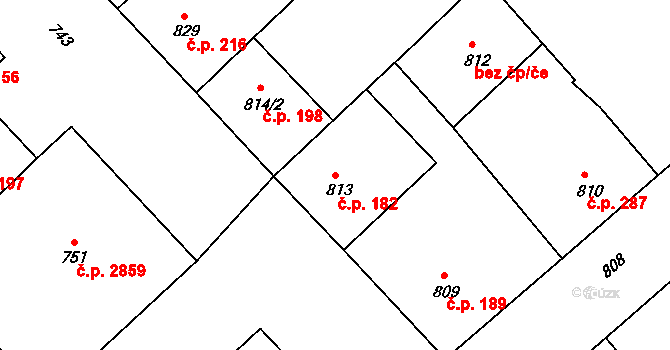 Žižkov 182, Praha na parcele st. 813 v KÚ Žižkov, Katastrální mapa