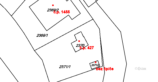 Braník 427, Praha na parcele st. 2370 v KÚ Braník, Katastrální mapa