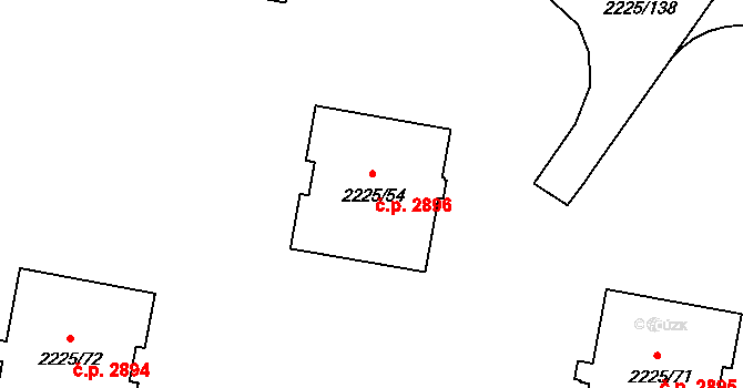 Záběhlice 2896, Praha na parcele st. 2225/54 v KÚ Záběhlice, Katastrální mapa