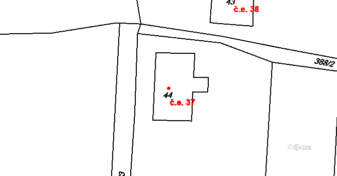 Žacléř 37 na parcele st. 44 v KÚ Rýchory, Katastrální mapa