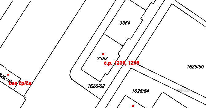 Bolevec 1235,1236, Plzeň na parcele st. 3363 v KÚ Bolevec, Katastrální mapa