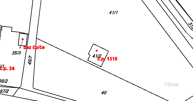 Horní Suchá 1316 na parcele st. 41/2 v KÚ Horní Suchá, Katastrální mapa