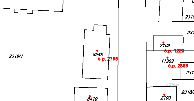 Zelené Předměstí 2766, Pardubice na parcele st. 8248 v KÚ Pardubice, Katastrální mapa