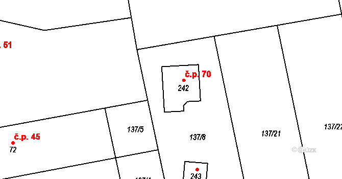 Jablonná 70, Neveklov na parcele st. 242 v KÚ Jablonná nad Vltavou, Katastrální mapa