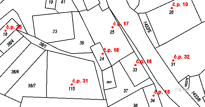 Zdebuzeves 18, Divišov na parcele st. 24 v KÚ Zdebuzeves, Katastrální mapa