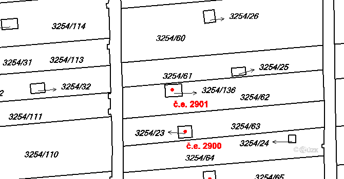 Louny 2901 na parcele st. 3254/136 v KÚ Louny, Katastrální mapa